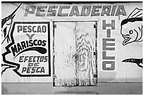 Wall of a fishery, La Parguera. Puerto Rico (black and white)