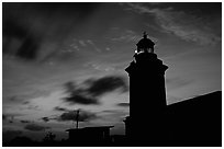 Lighthouse at dusk, Cabo Rojo. Puerto Rico (black and white)