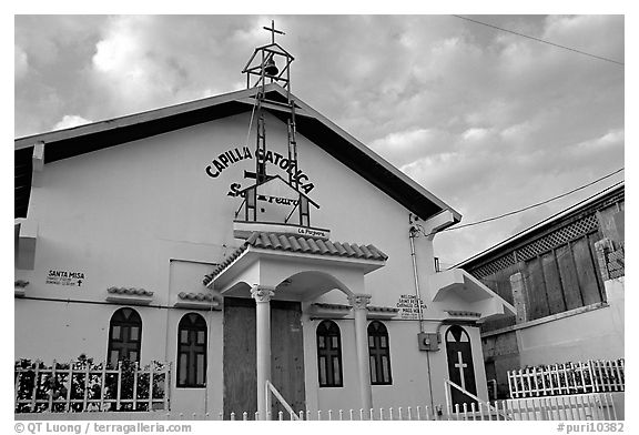 Front of a church, La Parguera. Puerto Rico (black and white)