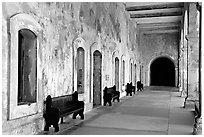 Corridor in El Castillo Del Morro. San Juan, Puerto Rico (black and white)