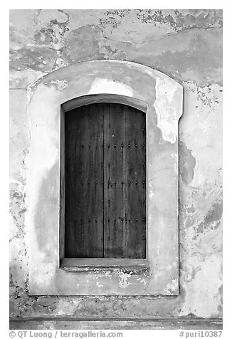 Door in El Morro Fortress. San Juan, Puerto Rico (black and white)