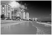 Beach and waterfront, new town. San Juan, Puerto Rico ( black and white)