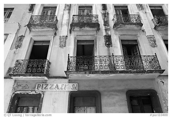 Facade of old house. San Juan, Puerto Rico (black and white)