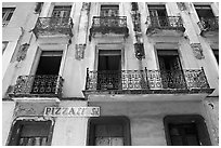 Facade of old house. San Juan, Puerto Rico (black and white)