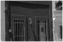 Doors and blue walls. San Juan, Puerto Rico (black and white)