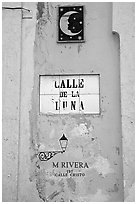 Street sign in Spanish. San Juan, Puerto Rico (black and white)