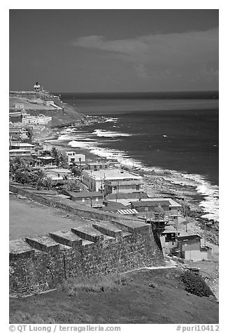 Coast seen from the walls of Fort San Felipe del Morro Fortress. San Juan, Puerto Rico