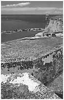 Thick defensive walls of El Morro Fortress. San Juan, Puerto Rico ( black and white)