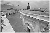 Inside courtyard, El Morro Fort. San Juan, Puerto Rico ( black and white)