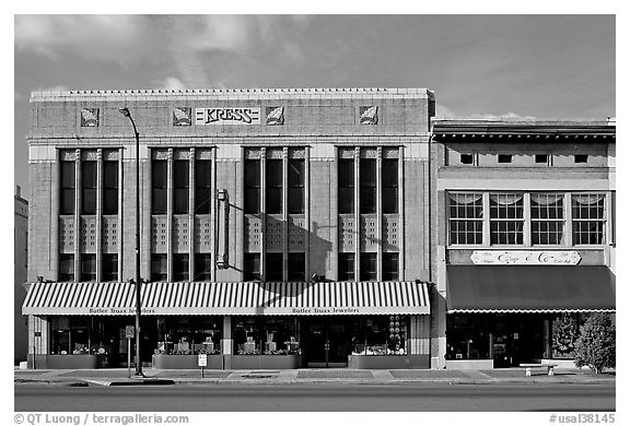 Historic store buildings. Selma, Alabama, USA (black and white)