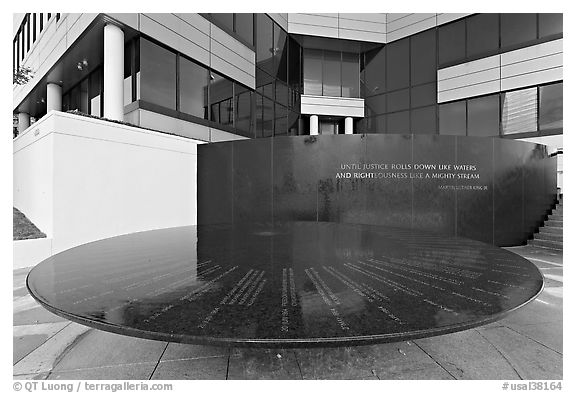 Table with names of 40 people who gave lives for racial equity, Civil Rights Memorial. Montgomery, Alabama, USA