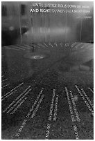 Table and wall with flowing water, Civil Rights Memorial. Montgomery, Alabama, USA ( black and white)