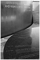 Table with date of Martin Luther King assassination and wall with biblical quote. Montgomery, Alabama, USA (black and white)