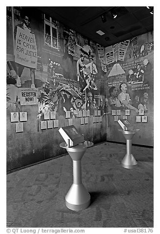 Exhibit inside the Civil Rights Memorial. Montgomery, Alabama, USA (black and white)