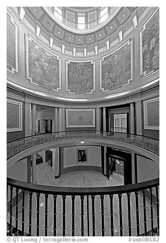 Paintings illustrating the state history below the dome of the capitol. Montgomery, Alabama, USA