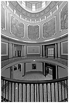 Paintings illustrating the state history below the dome of the capitol. Montgomery, Alabama, USA (black and white)