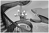 Freestanding circular stairway, state capitol. Montgomery, Alabama, USA (black and white)