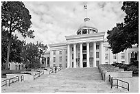 Stairs with man walking up, Alabama State Capitol. Montgomery, Alabama, USA (black and white)