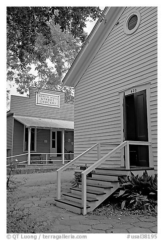Buildings in Old Alabama Town. Montgomery, Alabama, USA (black and white)