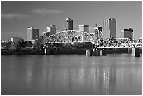 Arkansas River and skyline, early morning. Little Rock, Arkansas, USA ( black and white)