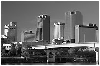 Bridge and Downtown high rises, early morning. Little Rock, Arkansas, USA (black and white)