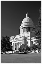 Lawn and Arkansas State Capitol. Little Rock, Arkansas, USA ( black and white)