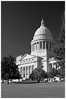 Lawn and Arkansas State Capitol. Little Rock, Arkansas, USA (black and white)