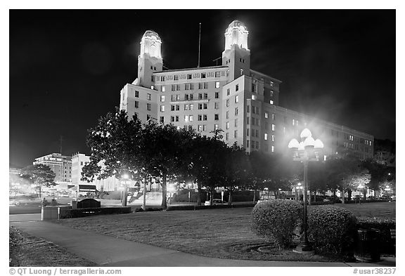 Historic hotel by night. Hot Springs, Arkansas, USA