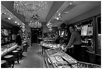 Jewelry and gallery during the gallery night. Hot Springs, Arkansas, USA (black and white)