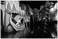 Indoor boat ride, Magic Kingdom, Walt Disney World. Orlando, Florida, USA (black and white)