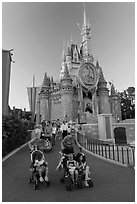 Mothers pushing strollers, Magic Kingdom. Orlando, Florida, USA (black and white)