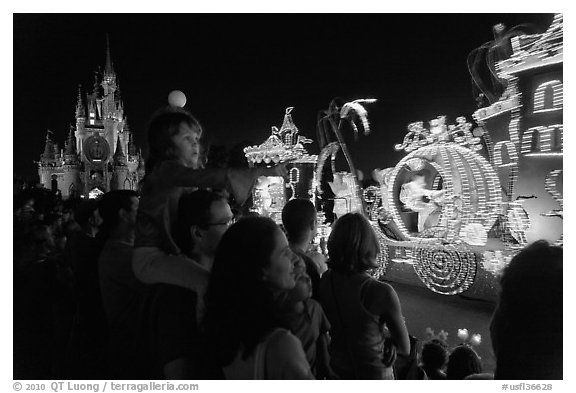 Main Street Electrical parade, Walt Disney World. Orlando, Florida, USA (black and white)