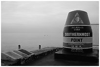 Marker for Southermost point in continental US. Key West, Florida, USA ( black and white)