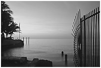 Sunrise near  Southermost point in the continental US. Key West, Florida, USA (black and white)