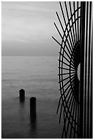Grid at sunrise and ocean. Key West, Florida, USA ( black and white)