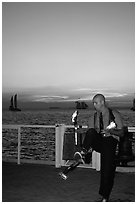 Juggler on Mallory Square, sunset. Key West, Florida, USA ( black and white)