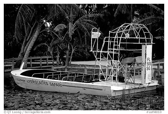 Airboat. Florida, USA (black and white)