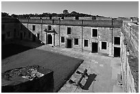 Courtyard, Castillo de San Marcos National Monument. St Augustine, Florida, USA (black and white)