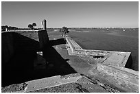 Fort Castillo de San Marcos overlooking Matanzas Bay,. St Augustine, Florida, USA ( black and white)