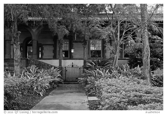 Lush gardens, Flagler College. St Augustine, Florida, USA