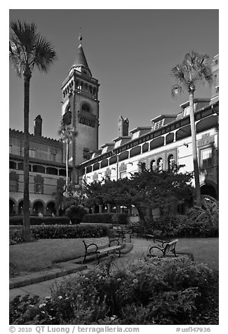 Ponce de Leon Hall, Flagler College. St Augustine, Florida, USA (black and white)