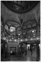 Lobby and rotunda, Flagler College. St Augustine, Florida, USA (black and white)