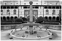 Frog fountain in the courtyard at Flagler College. St Augustine, Florida, USA (black and white)
