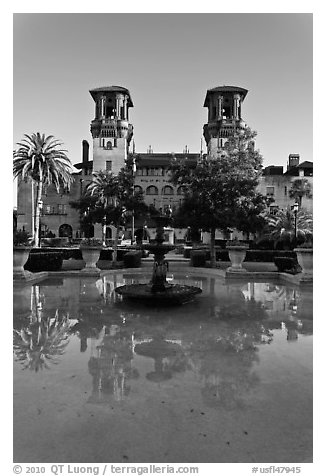 City Hall and Lightner Museum. St Augustine, Florida, USA (black and white)
