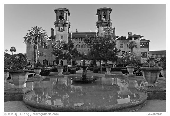 City Hall, formerly Hotel Alcazar. St Augustine, Florida, USA (black and white)