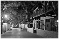 St George Street by night. St Augustine, Florida, USA ( black and white)