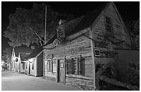 Oldest school house and street by night. St Augustine, Florida, USA ( black and white)