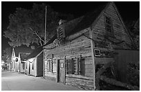 Oldest school house and street by night. St Augustine, Florida, USA (black and white)