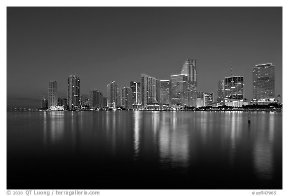 Downtown skyline at night, Miami. Florida, USA