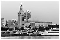 Miami Waterfront and Freedom Tower at dawn. Florida, USA (black and white)